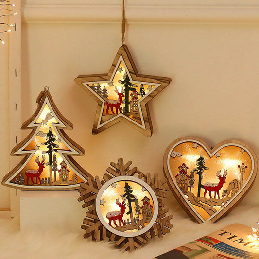 Kreatives Holz-Nachtlicht in Form von Baum, Stern & Herz - Weihnachtsgeschenk