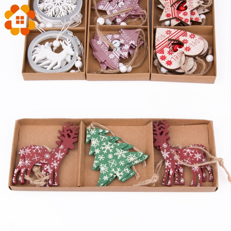 Bedruckte Weihnachtsanhänger aus Holz