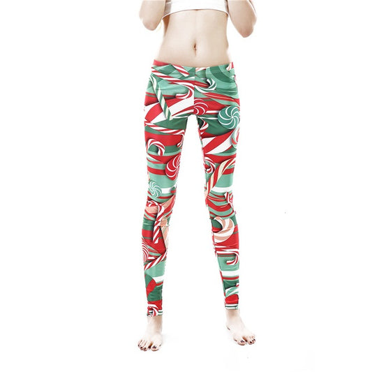 Weihnachts-Leggings für Damen mit Lollipop-Print