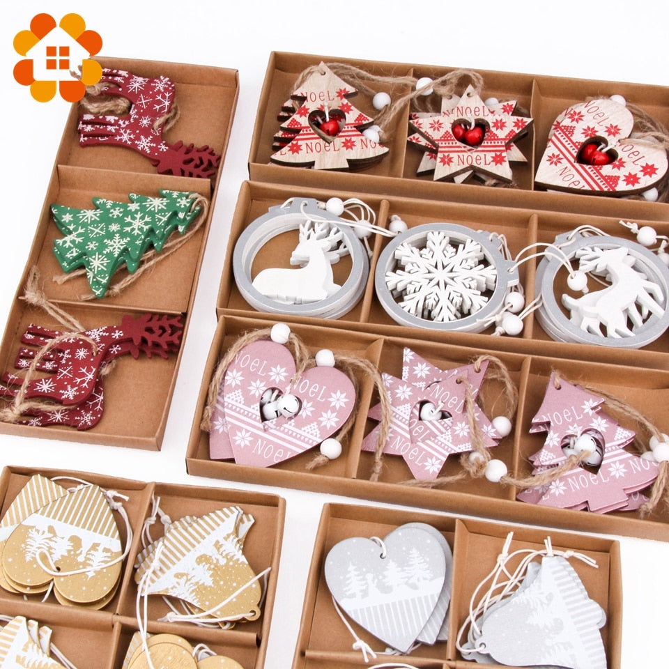 Bedruckte Weihnachtsanhänger aus Holz