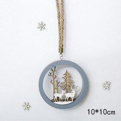 Weihnachtsbaum-Anhänger: Santa Claus & Hirsch aus natürlichem Holz