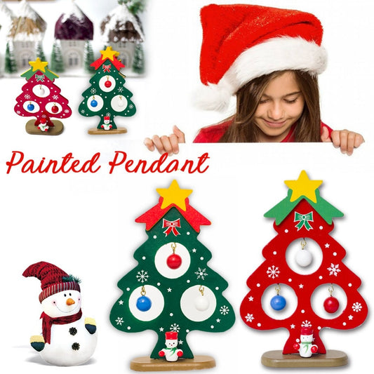 Mini Weihnachtsbaum Ornament - Handbemalte Holzdeko fürs Zuhause